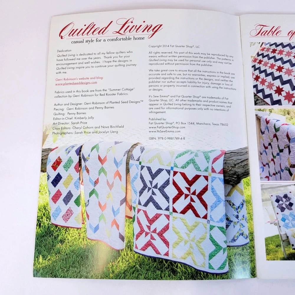 Planted Seed Designs Quilted Living Book 10 Patterns Gerri Robinson Crafts